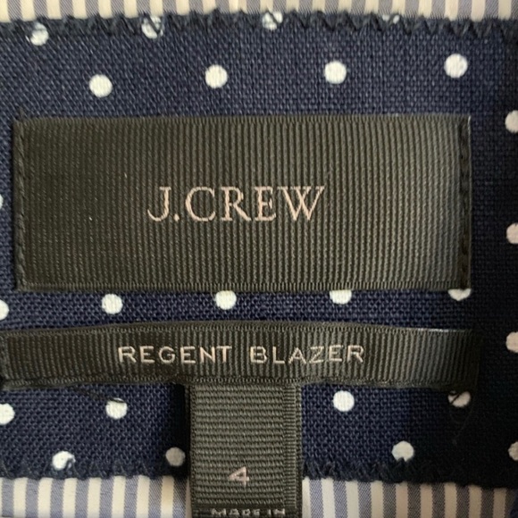 J. Crew Navy Polka Dot Linen Regent Blazer Sz. 4 - Picture 9 of 10
